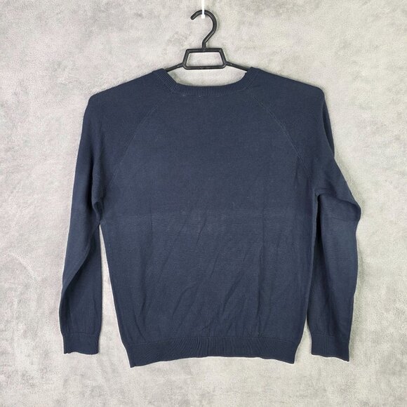 Mens Royal Class Navy Blue Knit Sweater Cotton Blend Long Sleeve Crew Neck L - Picture 4 of 7